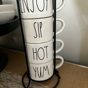 Rae Dunn White Stacked Mugs Set
